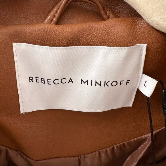 LAST CHANCE! NWT Brown Rebecca Minkoff Vegan Leather Jacket Size Large - Picture 4 of 6